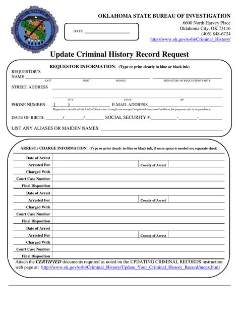 Oklahoma Update Criminal History Record Request Download Fillable Pdf Templateroller