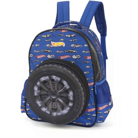 Mochila Infantil Hot Wheels em Poliéster Luxcel PT UN Escolar Kalunga
