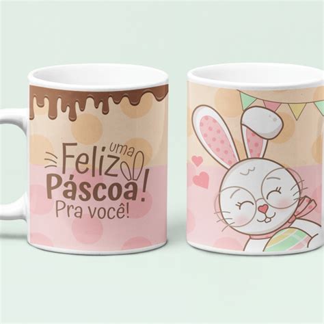 Caneca Feliz Páscoa Rosa Elo7 Produtos Especiais