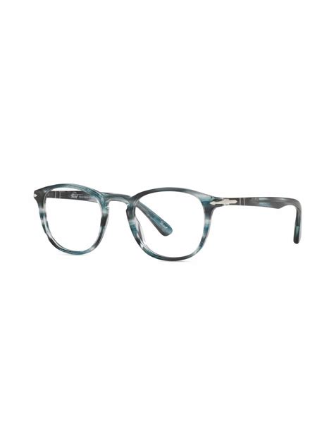 Persol Striped Square Frame Glasses In White Modesens