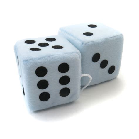 3 Light Blue Fuzzy Dice With Black Dots Pair