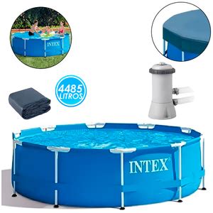 Piscina Estrutural 4485 Litros Armação Intex Filtro Capa Leroy Merlin