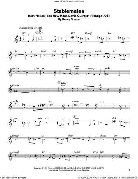 Stablemates Sheet Music For Trumpet Solo Transcription Pdf