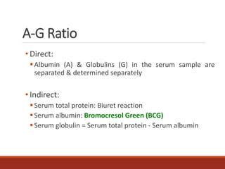 Serum Protein and Albumin-Globulin Ratio | PPT