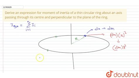 Derive An Expression For Moment Of Inertia Of A Thin Circular Ring