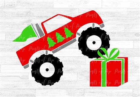 Monster Truck Christmas Tree And T Svg Dxf Png Clip Art Christmas