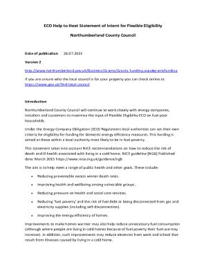 Fillable Online Eco Help To Heat Statement Of Intent For Flexible