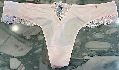 New Victoria Secret Very Sexy Micro Lace Inset Thong Purest Pink Xl