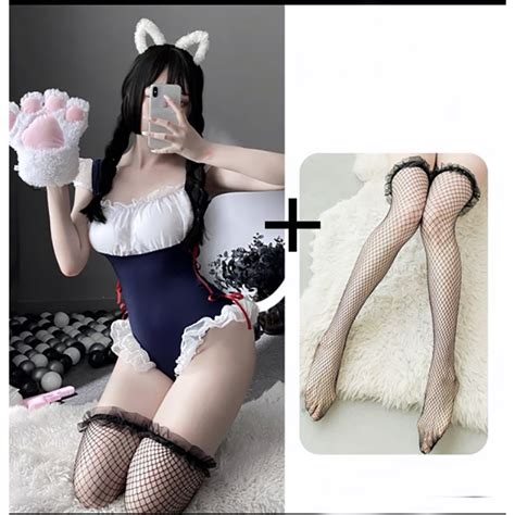 Jual Wanita Lingerie Cosplay Sexy Bikini Desain Tali Backless Open Lace Lingerie Babydoll A