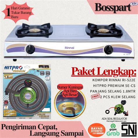 Jual Paket Kompor Rinnai RI 522E Bonus Selang Regulator Hitpro Rinnai