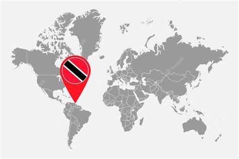 Pin Mapa Con La Bandera De Trinidad Y Tobago En El Mapa Mundial Ilustración Vectorial Vector