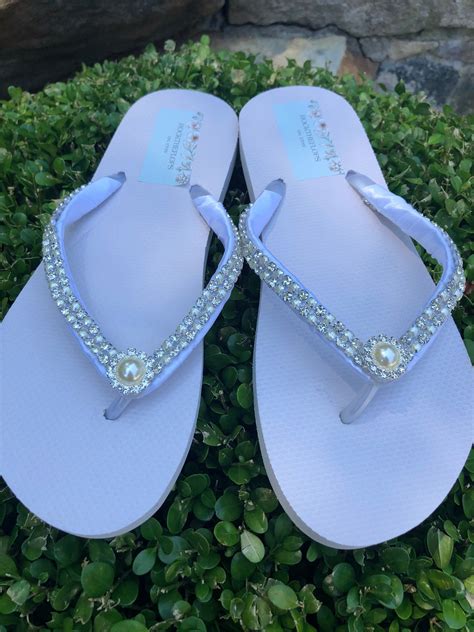 Rhinestone Bridal Flip Flops Bling Bridal Shoes Bling Etsy In 2021