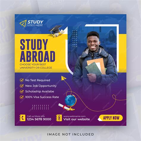 Premium Vector Study Abroad Social Media Instagram Post Design