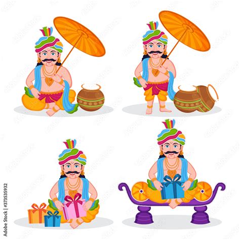 Vetor De Illustration Of Cartoon Character Of King Mahabali Holding