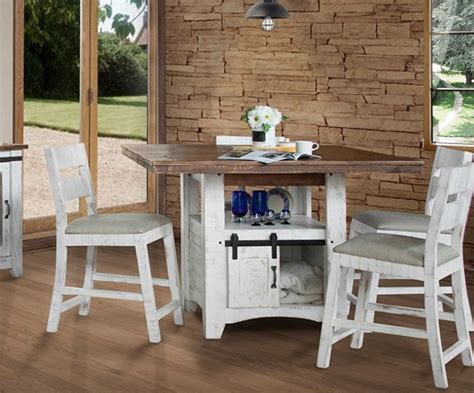 Ifd Furniture 360 Pueblo White Rustic Counter Height Dining Room Set