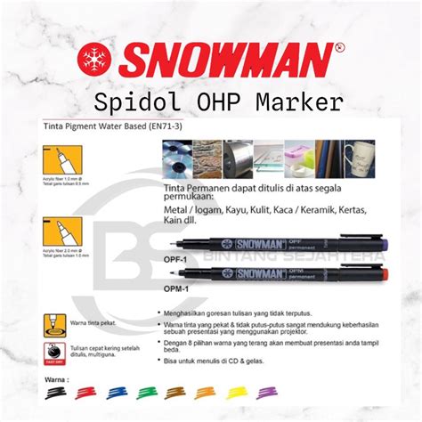 Jual Spidol Snowman Permanen OPF OPM Permanent Marker Shopee Indonesia