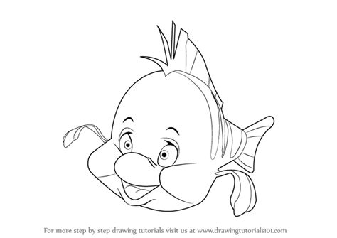 How to Draw Flounder from The Little Mermaid (The Little Mermaid) Step by Step ...