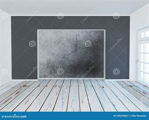 Empty Room With The Gray Wall 3d Stock Illustration Illustration Of