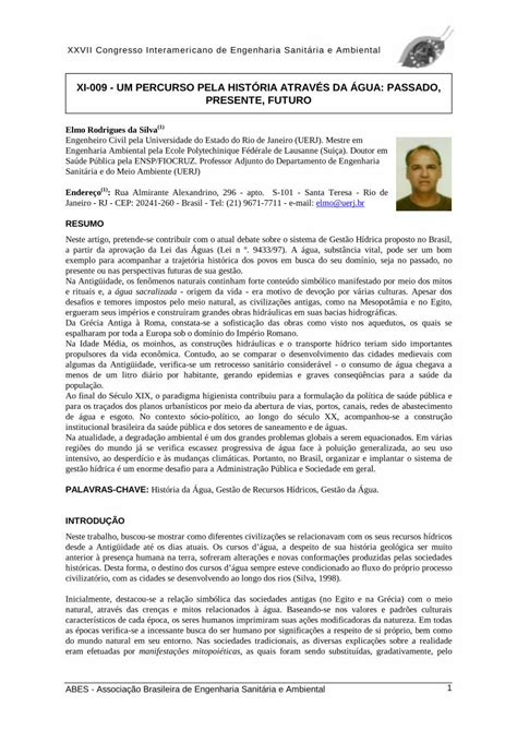 Pdf Xi Um Percurso Pela Hist Ria Atrav S Da Gua Passado