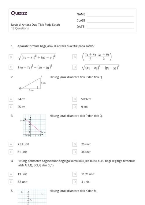 50 Lembar Kerja Jarak Antara Dua Garis Sejajar Untuk Kelas 10 Di Quizizz Gratis And Dapat Dicetak