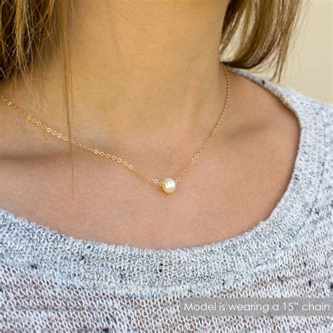 Gold Single Pearl Necklace Pearl Bridesmaid T Dainty Etsy