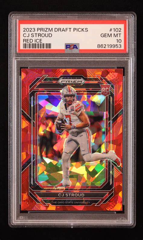 CJ Stroud 2023 Panini Prizm Draft Picks Prizms Red Ice 102 RC PSA 10