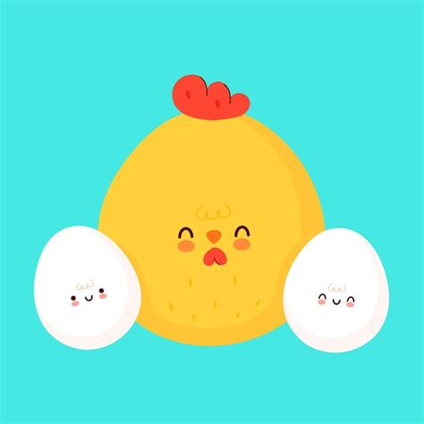 Premium Vector Cute Eggs And Chicken Illustration Icon Design