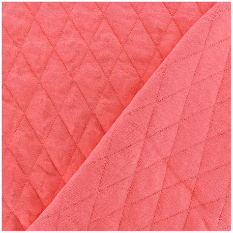 Quilted Jersey Fabric Diamonds 1020 Coral Mpm