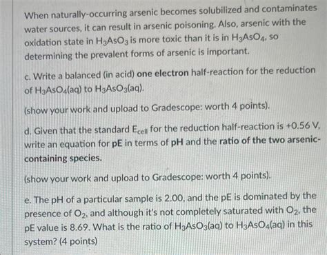 Solved When Naturally Occurring Arsenic Becomes Solubilized