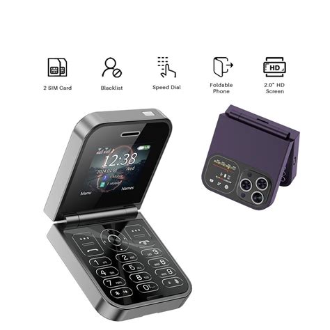 Мини-раскладной мобильный телефон с двумя SIM-картами, 2G GSM, 2,0 ...