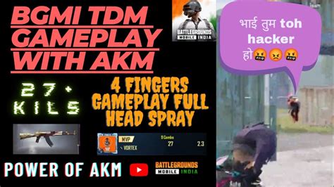 Bgmi Tdm Gameplay With 4 Fingers Bgmi Gameplay Full Head Spray