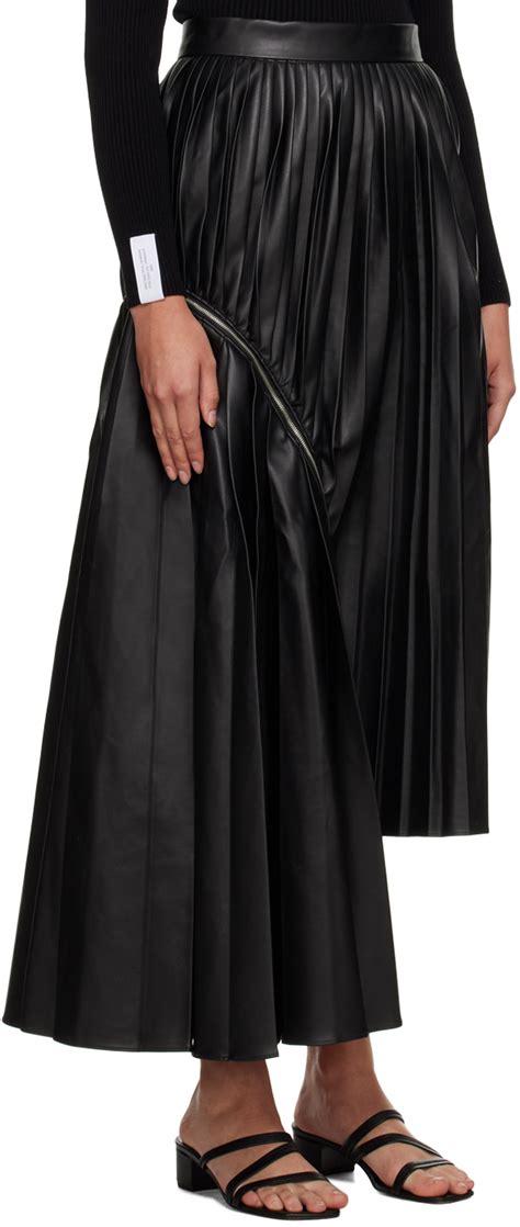 Rokh Black Pleated Midi Skirt Rokh