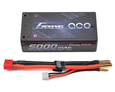 Gens Ace 2s Shorty LiPo Battery Pack 60C W 4mm Bullet 7 4V 5000mAh