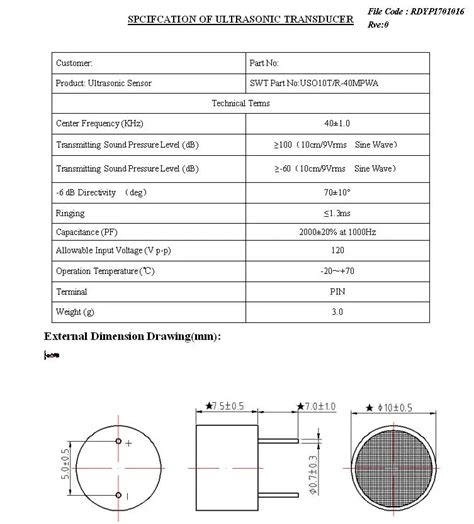 Ultrasonic Sensor 10mm 40khz Piezo Ultrasonic Transmitter And Receiver Long Distance Measuring