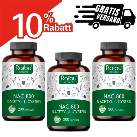 800mg Nac Kapseln N Acetyl Cystein Vegan Von Raibu Natural