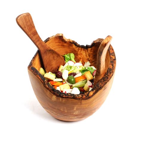 Olive Wood Rustic Salad Bowl Beldinest Touch Of Modern