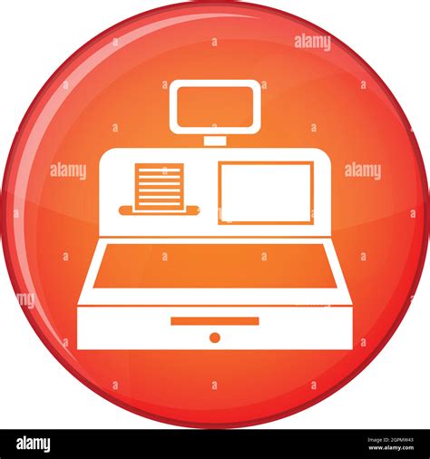 Caja registradora con cajón icono de estilo plano Imagen Vector de