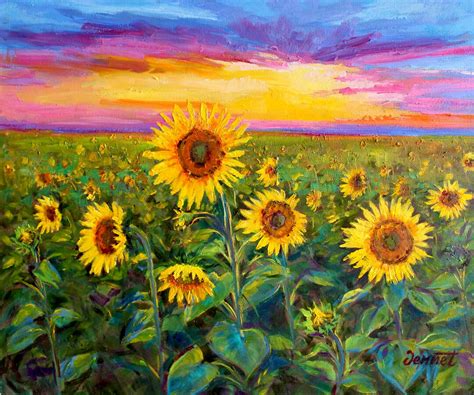 Sunflower Sunset 24 X 20 Original Oil Painting by Jennet Norman - Etsy