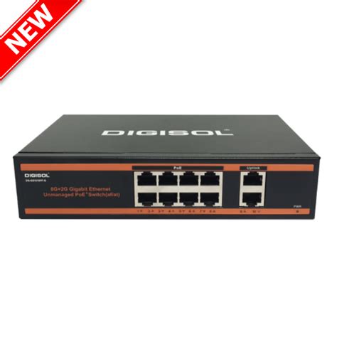 Digisol 8 Port Poe Gigabit Unmanaged Switch With 2 Uplink Ports Dg Gs1010pf B