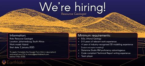 Earthlab Technical Division On Linkedin Hiring Geologist