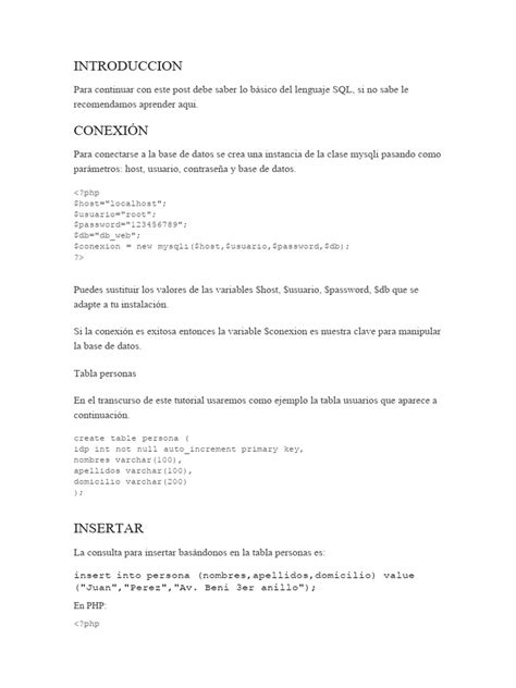 Introduccion Php Mysql Pdf Sql Programación De Computadoras