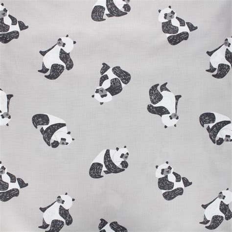 Tissu Coton Dear Stella New Here Pandas Gris