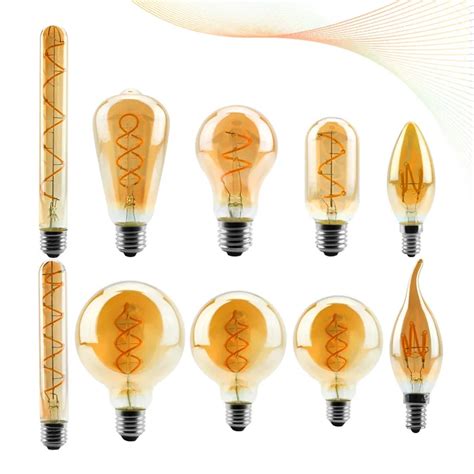 Led Filament Bulb C35 T45 St64 G80 G95 G125 Spiral Light 4w 2200k Retro Vintage Lamps Decorative