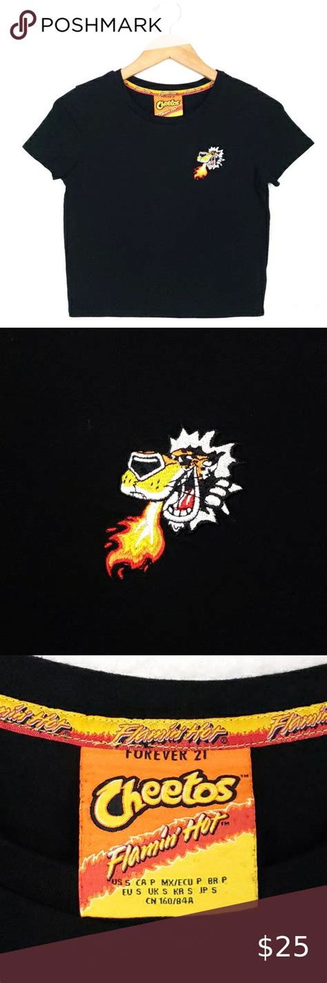 Forever 21 Cheetos Flamin Hot Embroidered Chester Cheetah Crop Top T Shirt Crop Tops Chester
