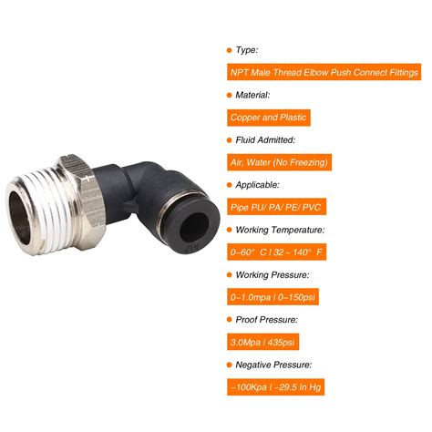 Snapklik Tubing X Npt Male Thread Elbow Degree Push To