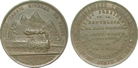 Medaillen Eisenbahn Medaille Peru 1869 Randfehler VF EF MA Shops