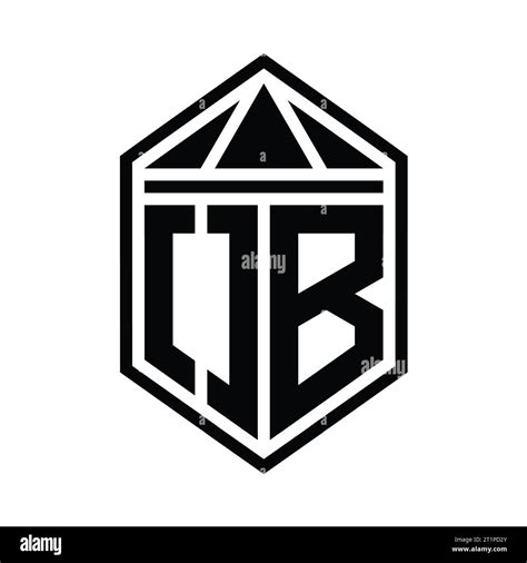 Ob Letter Logo Monogram Simple Hexagon Shield Shape With Triangle Crown