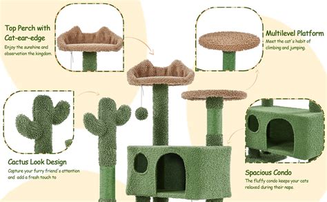 Yaheetech 54in Cactus Cat Tree Large Cat Tower Condo Multi Level Cat Furniture W