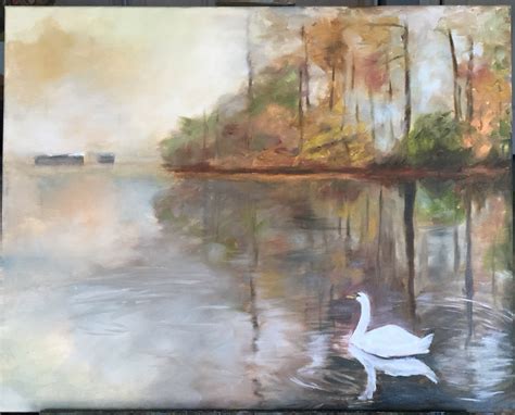 Autumn Mist” Swan 11182020 16x 20 Oil On Canvas For Sale Painting