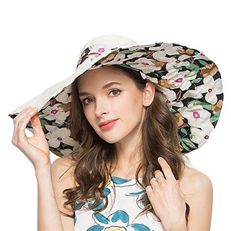 Riona Womens Foldable Floppy Reversible Wide Brim Sun Hat Hats For